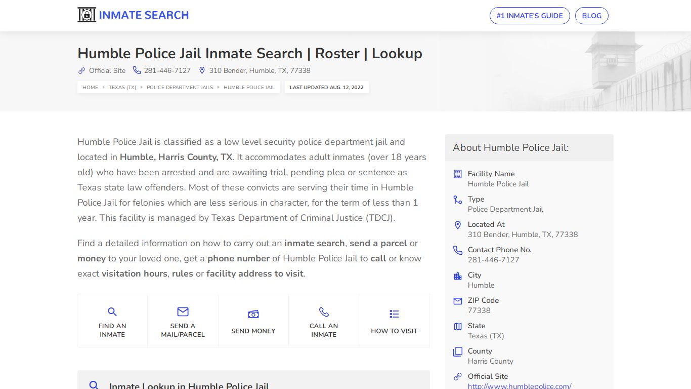 Humble Police Jail Inmate Search | Roster | Lookup