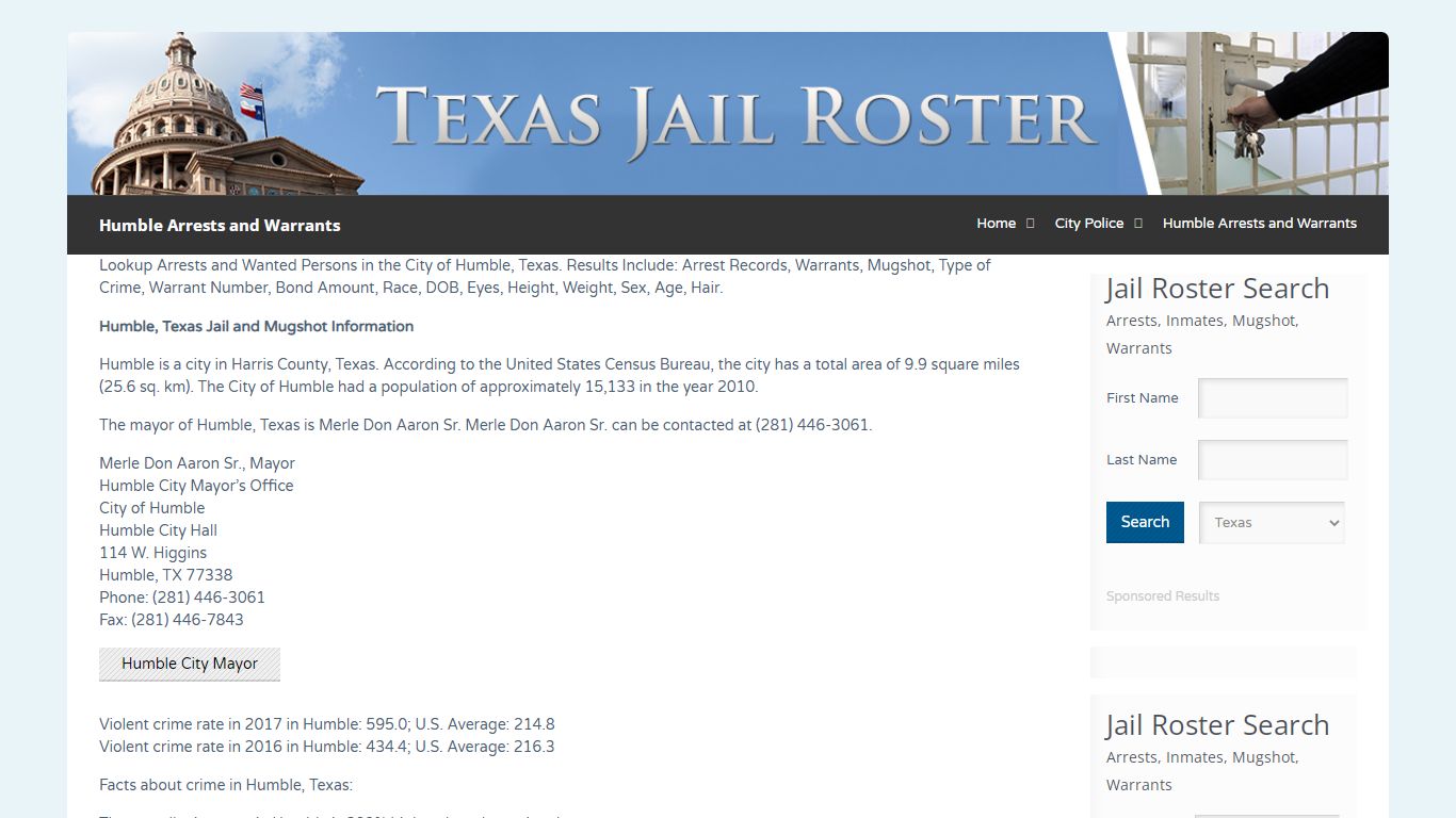 Humble Arrests and Warrants | Jail Roster Search